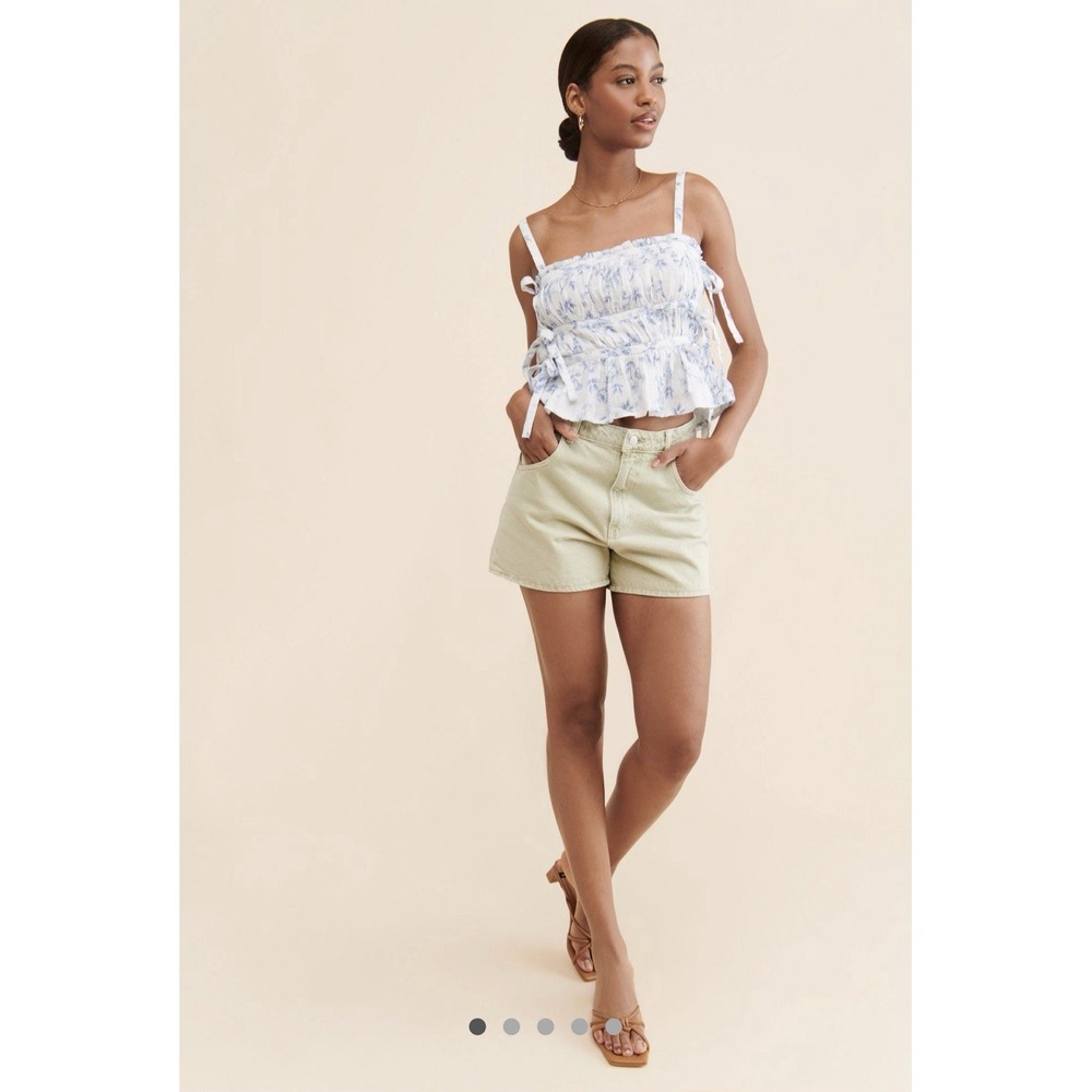 Summer Away 100% Linen Floral Tiered Tank Top Bow Ties Toille Timeless Beach